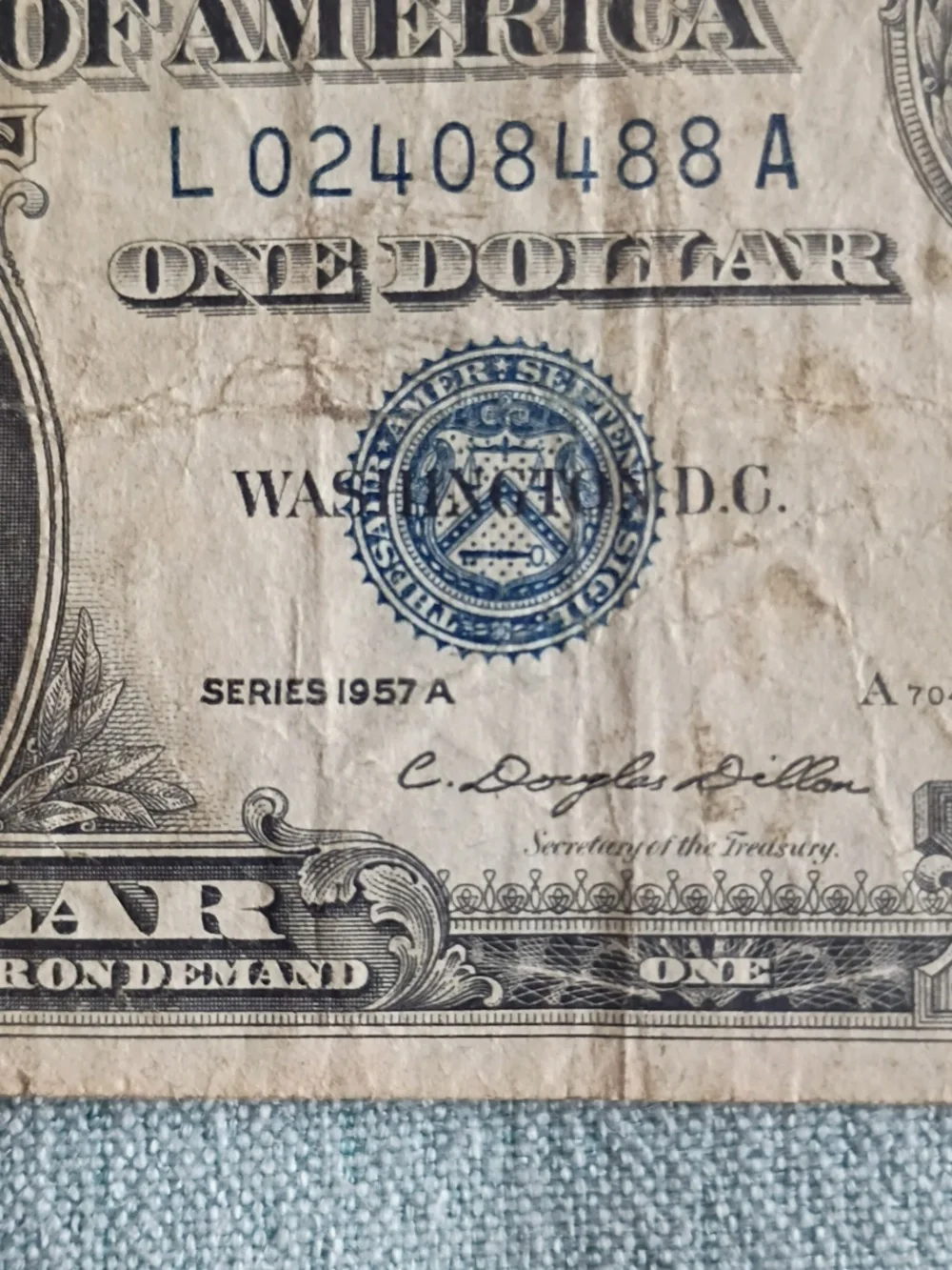 1957 SILVER CERTIFICATE-LOW NUMBER SERIES A
